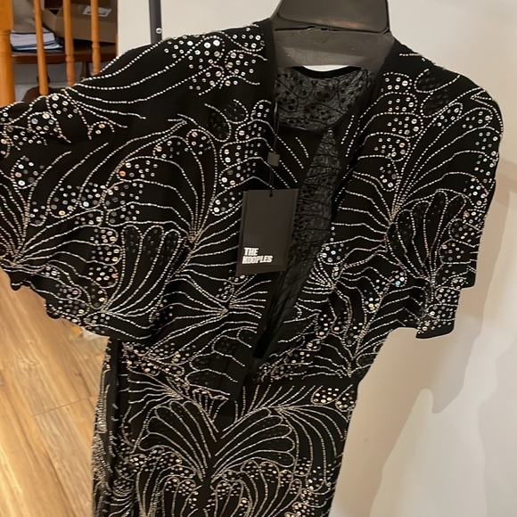 NWT The Kooples Black Sequin Mini Dress - Size 2 - Picture 5 of 14